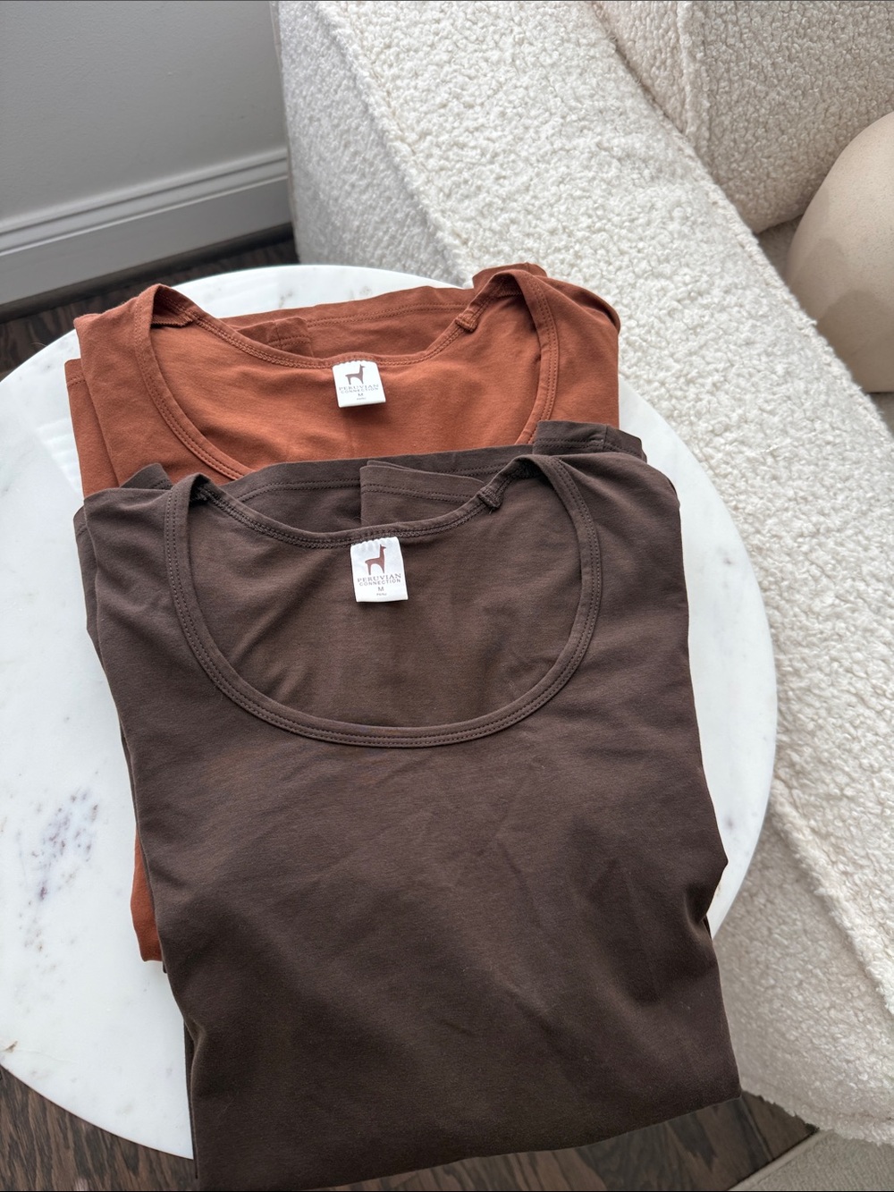 Peruvian Connection Layering Tee Rust & Chocolate Brown M